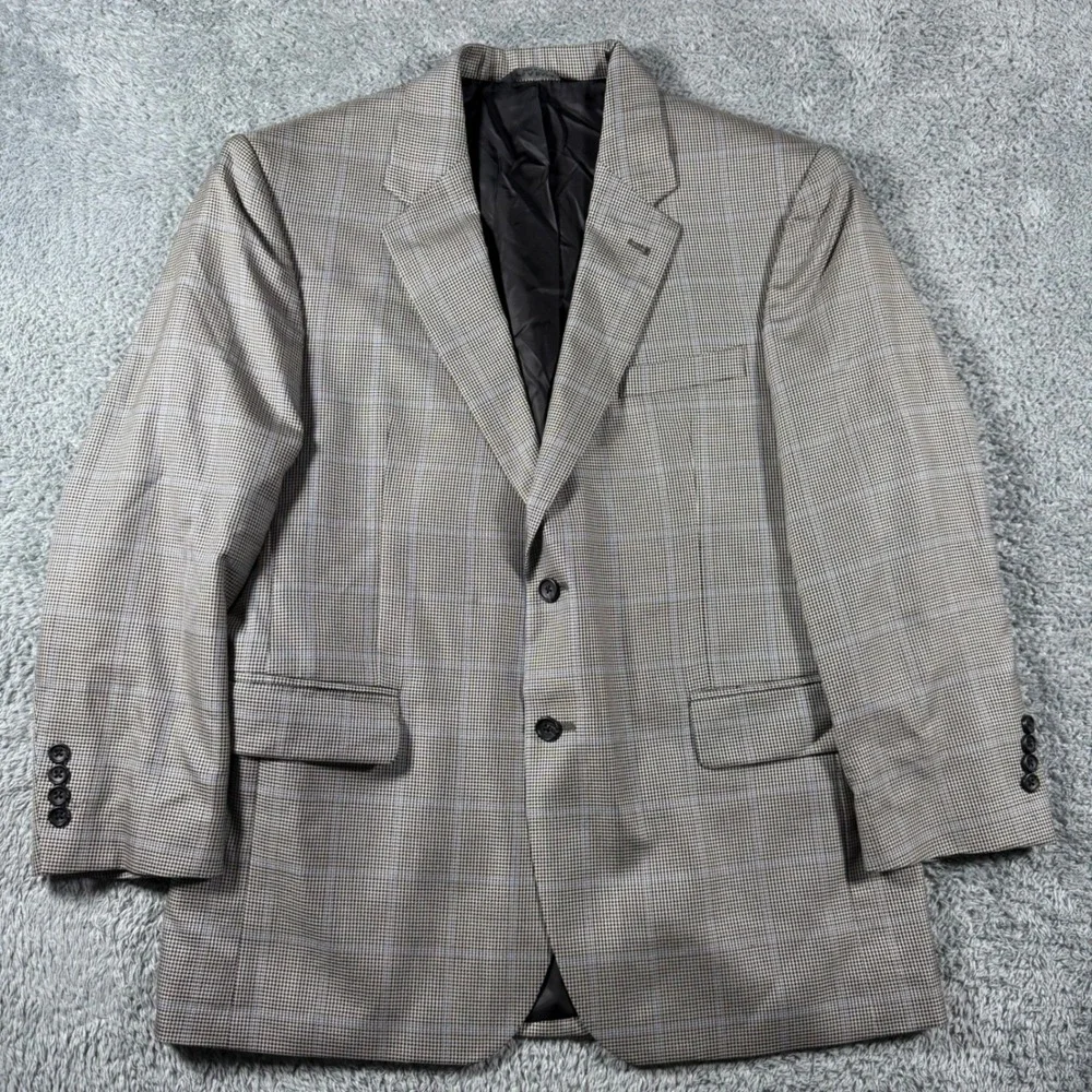 Jos. A. Bank Sport Coat Mens 42S Silk Wool Houndstooth Windowpane Jacket 2 Butto